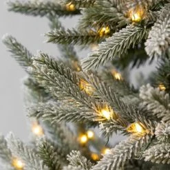 Home Heritage Snowy Abies Pine Prelit Flocked Artificial Christmas Tree, Clear Dimmable Fairy Lights, Quick Set-Up, PVC Tips, Stand, Green -Outlet Xmas Decor Tree Store GUEST e1e7a6f7 c6d0 4e89 87ec e816dc1deaba