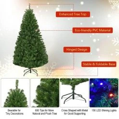 Costway Pre-Lit Artificial Christmas Tree 5Ft Hinged 150 LED Lights 13 Costway Pre-Lit Artificial Christmas Tree 5Ft Hinged 150 LED Lights -Outlet Xmas Decor Tree Store GUEST e2861b45 91e6 4fa1 a198 fd025a0faf3e