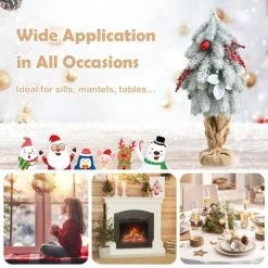 Tangkula 19" Mini Snow Flocked Xmas Tree Tabletop Artificial Christmas Tree w/ 59 Tips Burlap Cement Sand -Outlet Xmas Decor Tree Store GUEST e32630e0 81f5 4c3e 9328 6b25968b6e2c