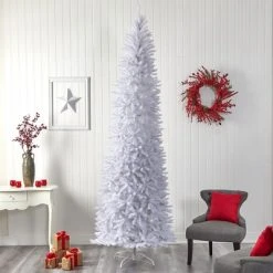 Nearly Natural 10-ft Slim White Artificial Christmas Tree with 800 Warm White LED Lights and 2420 Bendable Branches 15 Nearly Natural 10-ft Slim White Artificial Christmas Tree with 800 Warm White LED Lights and 2420 Bendable Branches -Outlet Xmas Decor Tree Store GUEST e3700dda 3f99 4ffb 8ff7 cbeafcbf6047