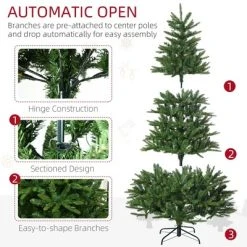 HOMCOM 6ft Prelit Artificial Christmas Tree Holiday Decoration with Warm Yellow Clear Lights, Auto Open, Wide Shape, Extra Bulb -Outlet Xmas Decor Tree Store GUEST e396fa20 8696 4fd5 8ef5 69ba8e25624c