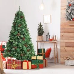 Costway 6ft 7ft8ft Unlit Hinged PVC Artificial Christmas Pine Tree with Red Berries -Outlet Xmas Decor Tree Store GUEST e42e6705 36ab 4d57 a0ed 99a4019f87d7