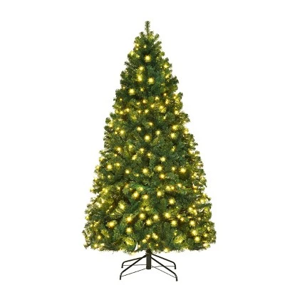 Costway 7Ft/7.5Ft/8Ft Pre-Lit PVC Christmas Tree Hinged 300/400/430 Lights 12 Costway 7Ft/7.5Ft/8Ft Pre-Lit PVC Christmas Tree Hinged 300/400/430 Lights - Image 10