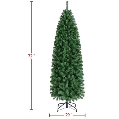 Yaheetech Artificial Christmas Tree Holiday Decoration Slim Tree, Green 4 Yaheetech Artificial Christmas Tree Holiday Decoration Slim Tree, Green - Image 2