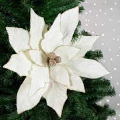 Northlight 24" Cream Poinsettia Christmas Stem Spray