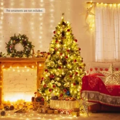 Tangkula 6ft Pre-lit Christmas Tree Artificial Christmas Pine Tree w/ 350 LED Lights & 814 Branch Tips -Outlet Xmas Decor Tree Store GUEST e5380865 8766 4886 9b07 9861a2dbdf6e