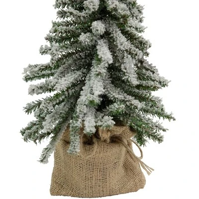 Northlight 15" Potted Flocked Downswept Mini Village Pine Medium Artificial Christmas Tree, Unlit 6 Northlight 15" Potted Flocked Downswept Mini Village Pine Medium Artificial Christmas Tree, Unlit - Image 4