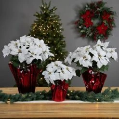 Northlight 22" White Artificial Christmas Poinsettia Flowers with Red Wrapped Base -Outlet Xmas Decor Tree Store GUEST e5ef3324 e5b4 446d 91f6 402b65557ec8 2