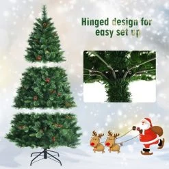 Costway 6ft Pre-lit Hinged Artificial Christmas Tree w/ Pine Cones & Red Berries -Outlet Xmas Decor Tree Store GUEST e64fe57c 8510 461f 860a 2ff4bbaea5ff