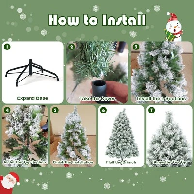 Costway 6ft or 7ft Premium Hinged Artificial Christmas Tree Snowy Pine Needles 10 Costway 6ft or 7ft Premium Hinged Artificial Christmas Tree Snowy Pine Needles - Image 8