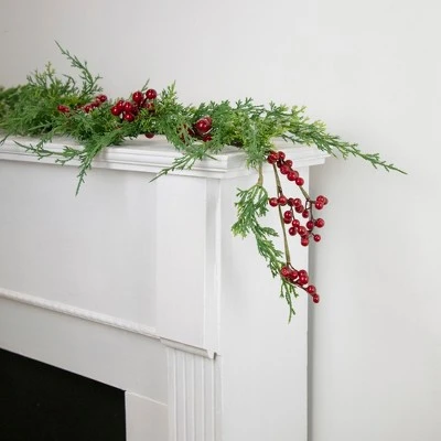 Northlight 5' x 10" Frosted Red Berry Artificial Christmas Garland, Unlit 3 Northlight 5' x 10" Frosted Red Berry Artificial Christmas Garland, Unlit