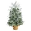 Nearly Natural 24" Pre-Lit LED Flocked Artificial Christmas Tree with Burlap Base Clear Lights