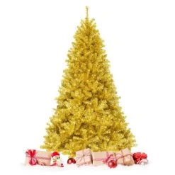 Tangkula Artificial Tinsel Christmas Tree Hinged Decoration Tree Champagne Gold -Outlet Xmas Decor Tree Store GUEST e77d0a31 5cad 4666 96cd 71f734f89fdb