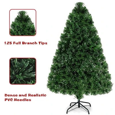 Costway Pre-Lit Fiber Optic Artificial PVC Christmas Tree Metal 4Ft 6 Costway Pre-Lit Fiber Optic Artificial PVC Christmas Tree Metal 4Ft - Image 4