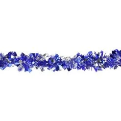 Northlight 12' x 4" Lavish Blue and Silver Boa Wide Cut Tinsel Christmas Garland - Unlit