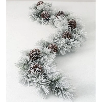 Sullivans Artificial Snowy Pine Garland 72"L Green 4 Sullivans Artificial Snowy Pine Garland 72"L Green - Image 2