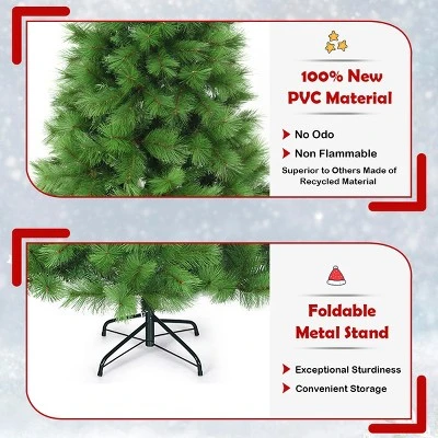 Tangkula Artificial Christmas Tree Pine Needles Xmas Tree with Metal Stand 9 Tangkula Artificial Christmas Tree Pine Needles Xmas Tree with Metal Stand - Image 7