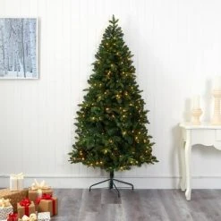 7ft Nearly Natural Pre-Lit LED Grand Teton Spruce Flat Back Artificial Christmas Tree Clear Lights -Outlet Xmas Decor Tree Store GUEST e825caac c796 469b 8619 ab8869be5976