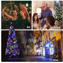 Tangkula 4.5ft Pencil Christmas Tree Pre-Lit Hinged Artificial Decoration w/ 150 Colorful Lights -Outlet Xmas Decor Tree Store GUEST e83f94e2 2709 4f41 b4cb f9e1f62cb233 1