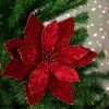 Northlight 20" Red Glittered Velvet Poinsettia Christmas Stem Spray