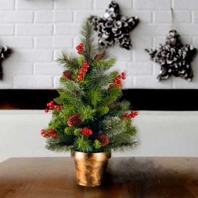National Tree Company 2 ft Unlit Artificial Mini Christmas Tree, Green, Crestwood Spruce, with Pine Cones, Berry Clusters, Frosted Branches 3 National Tree Company 2 ft Unlit Artificial Mini Christmas Tree, Green, Crestwood Spruce, with Pine Cones, Berry Clusters, Frosted Branches