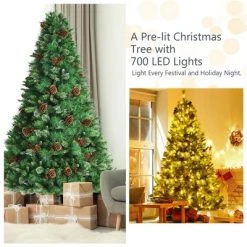 Costway 6ft7ft8ft Pre-lit Hinged Artificial Christmas Tree w/Pine Cones & Red Berries -Outlet Xmas Decor Tree Store GUEST ea9e6701 8f13 4ffc 8372 0de03e3f2e2f