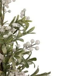 Northlight 24" Green and White Berry Christmas Potted Artificial Plant with Glitter Frost