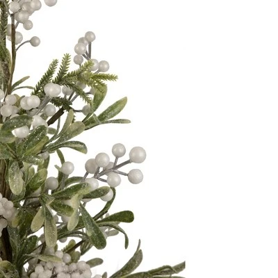 Northlight 24" Green and White Berry Christmas Potted Artificial Plant with Glitter Frost 3 Northlight 24" Green and White Berry Christmas Potted Artificial Plant with Glitter Frost