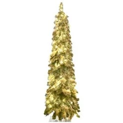 HOMCOM Pencil Prelit Artificial Christmas Tree Holiday Decoration with Snow-flocked Downswept Branches, Warm White or Colorful LED Lights -Outlet Xmas Decor Tree Store GUEST eb67ecef d39f 4280 b4bd 064ba1f29970