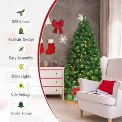 Costway 6ft Pre-Lit Artificial Hinged Christmas Tree w/8 Modes LED Lights and Foot Pedal -Outlet Xmas Decor Tree Store GUEST eb6ed154 5d6e 41d3 af0b a84b19915bce
