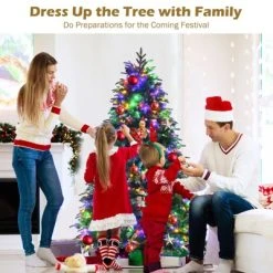 Tangkula Hinged Life-Like Christmas Tree W/ LED Lights Pre-Lit Artificial Xmas Tree W/ PE & PVC Leaves -Outlet Xmas Decor Tree Store GUEST ec31e626 2820 4d80 af52 5d883b3d7269