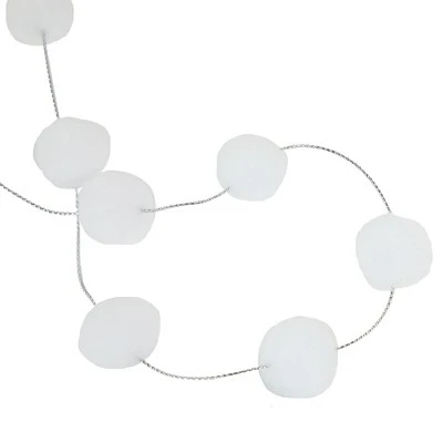 Northlight 9' White Plush Snowball Christmas Garland 5 Northlight 9' White Plush Snowball Christmas Garland - Image 3