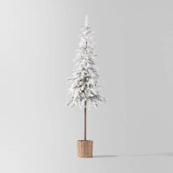 Pre-lit LED Dewdrop Downswept Flocked Balsam Fir with Basket Artificial Christmas Tree Warm White Lights - Wondershop™ -Outlet Xmas Decor Tree Store GUEST ec98f085 b585 4895 91cf 49189189145f