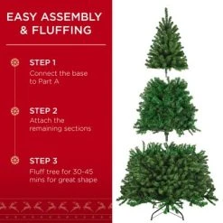 Best Choice Products Pre-Lit Spruce Artificial Christmas Tree w/ Easy Assembly, Metal Hinges & Foldable Base -Outlet Xmas Decor Tree Store GUEST ed016b30 8764 43cc 9341 34f2514bd100