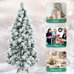Costway 5ft/6ft/7ft Snow Flocked Hinged Artificial Slim Christmas Tree with Pine Needles 20 Costway 5ft/6ft/7ft Snow Flocked Hinged Artificial Slim Christmas Tree with Pine Needles -Outlet Xmas Decor Tree Store GUEST ed21b4db 8fc7 40e2 b7a3 22a2b8ceab04