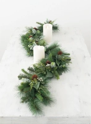 Sullivans Artificial Mixed Pine and Eucalyptus Garland 72"L Green 3 Sullivans Artificial Mixed Pine and Eucalyptus Garland 72"L Green