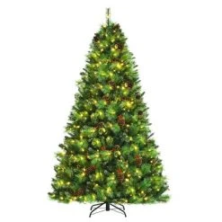 Costway 6ft7ft8ft Pre-lit Hinged Artificial Christmas Tree w/Pine Cones & Red Berries -Outlet Xmas Decor Tree Store GUEST ee18b2fb 37f9 4a71 900b df8c1f9a6035