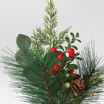 14" Potted Mixed Greenery with Pinecones & Berries Christmas Artificial Plant Arrangement - Wondershop™ 4 14" Potted Mixed Greenery with Pinecones & Berries Christmas Artificial Plant Arrangement - Wondershop™ - Image 2