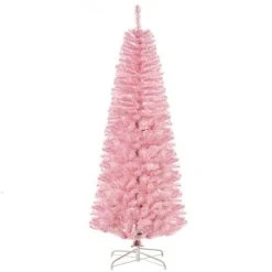 HOMCOM Tall Unlit Slim Douglas Fir Artificial Christmas Tree with Realistic Branches with Tips, Pink 18 HOMCOM Tall Unlit Slim Douglas Fir Artificial Christmas Tree with Realistic Branches with Tips, Pink -Outlet Xmas Decor Tree Store GUEST ee471e3e 9d57 49b8 bb9a 4727dd571c0f