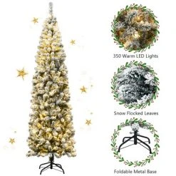 Costway 7.5Ft Pre-lit Snow Flocked Artificial Pencil Christmas Tree w/ 350 LED Lights 15 Costway 7.5Ft Pre-lit Snow Flocked Artificial Pencil Christmas Tree w/ 350 LED Lights -Outlet Xmas Decor Tree Store GUEST ee4b4636 db56 4d97 bc5a 3ca2095e3ee6