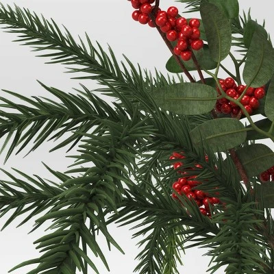 Artificial Plant Large Mixed Greenery and Red Berries Arrangement - Threshold™ 4 Artificial Plant Large Mixed Greenery and Red Berries Arrangement - Threshold™ - Image 2