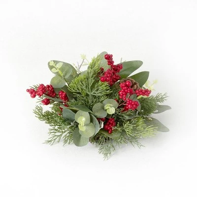 Sullivans Pine & Berry Artificial Orb Decorative Filler 4"H Red 4 Sullivans Pine & Berry Artificial Orb Decorative Filler 4"H Red - Image 2