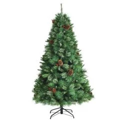 Costway 6ft 7ft8ft Unlit Hinged PVC Artificial Christmas Pine Tree with Red Berries -Outlet Xmas Decor Tree Store GUEST eed7a73e 1567 4153 b09e b6762dfc471e