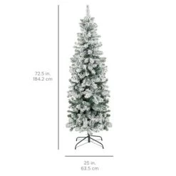 Best Choice Products Snow Flocked Artificial Pencil Christmas Tree Holiday Decoration w/ Metal Stand -Outlet Xmas Decor Tree Store GUEST ef61207e 0bf4 485c 9c43 baec218c8782