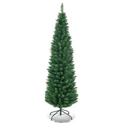 Costway 5'/6'/7'/8' /9' PVC Artificial Pencil Christmas Tree Slim Green -Outlet Xmas Decor Tree Store GUEST efd66806 7ae6 4196 b317 e682baaf9f5a