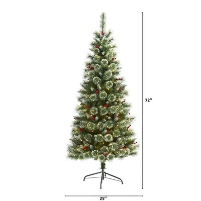 6ft Nearly Natural Pre-Lit LED Frosted Swiss Pine Artificial Christmas Tree Clear Lights 3 6ft Nearly Natural Pre-Lit LED Frosted Swiss Pine Artificial Christmas Tree Clear Lights