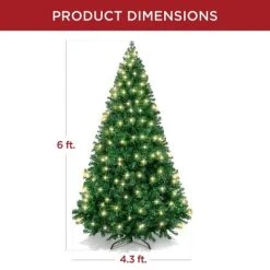 Best Choice Products 6ft Pre-Lit Premium Hinged Artificial Christmas Pine Tree w/ 1,000 Tips, 250 LED Lights, Metal Base -Outlet Xmas Decor Tree Store GUEST f14ec71d 1810 45c3 8537 41791d009c44