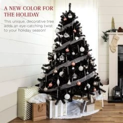 Best Choice Products Pre-Lit Black Christmas Tree, Artificial Holiday Decoration w/ Branch Tips, Incandescent Lights -Outlet Xmas Decor Tree Store GUEST f1b42a6a 3b7c 4f8d 8e80 6f83db8a9aba