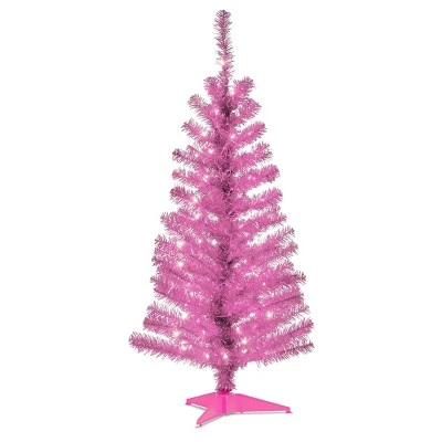 4ft Pre-lit Tinsel Artificial Christmas Tree Clear Lights - National Tree Company Red 4 4ft Pre-lit Tinsel Artificial Christmas Tree Clear Lights - National Tree Company Red - Image 2