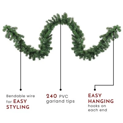 Northlight 9' x 12" Windsor Pine Artificial Christmas Garland - Unlit 4 Northlight 9' x 12" Windsor Pine Artificial Christmas Garland - Unlit - Image 2
